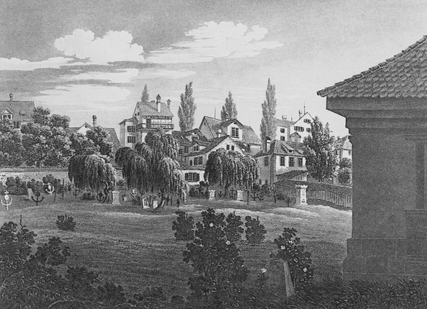 Franz Hegi, Friedhof Krautgarten (Aquatinta, um 1855)