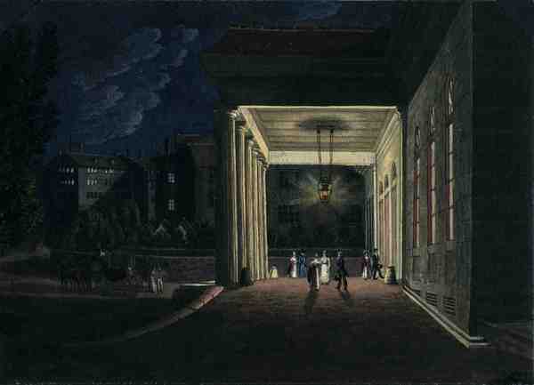 Casino in Zürich (Kolorierte Aquatinta, 1835)