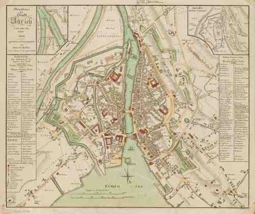 Staatsarchiv des Kantons Zürich; Abb. in: Georg Büchner – Revolutionär mit Feder und Skalpell. Katalog zur Ausstellung des Instituts Mathildenhöhe, Darmstadt, 13. Oktober 2013 – 14. Februar 2014 und des Museums Strauhof, Zürich, 19. März – 1. Juni 2014. Hg. v. Ralf Beil und Burghard Dedner. Ostfildern 2013, S. 454 Grundriss von Zürich