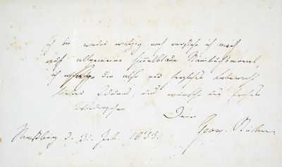 Universitätsbibliothek Marburg, Dauerleihgabe der Sparkassen-Kulturstiftung Hessen-Thüringen Stammbucheintrag Reuss; Universitätsbibliothek Marburg, Dauerleihgabe der Sparkassen-Kulturstiftung Hessen-Thüringen; d1 Reinhard Pabst 1995